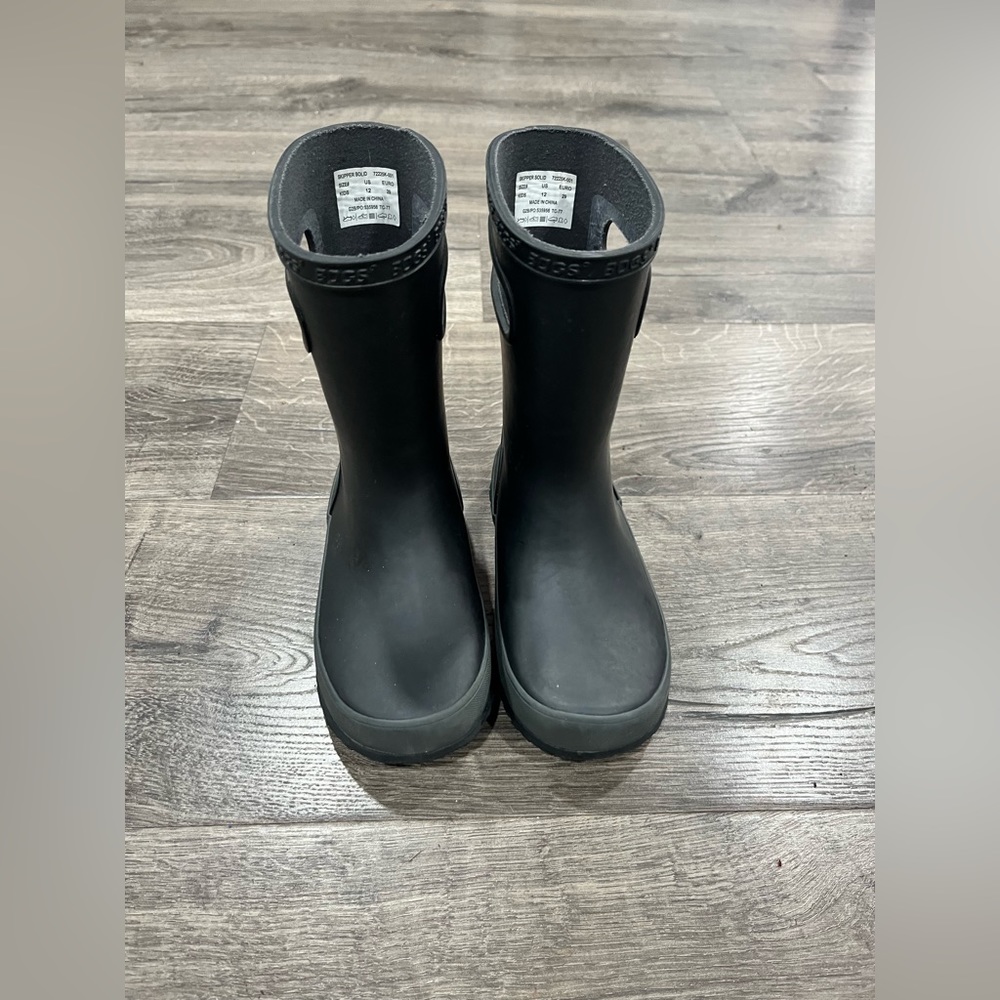 Little Kids Black Rubber Bogs Rainboot